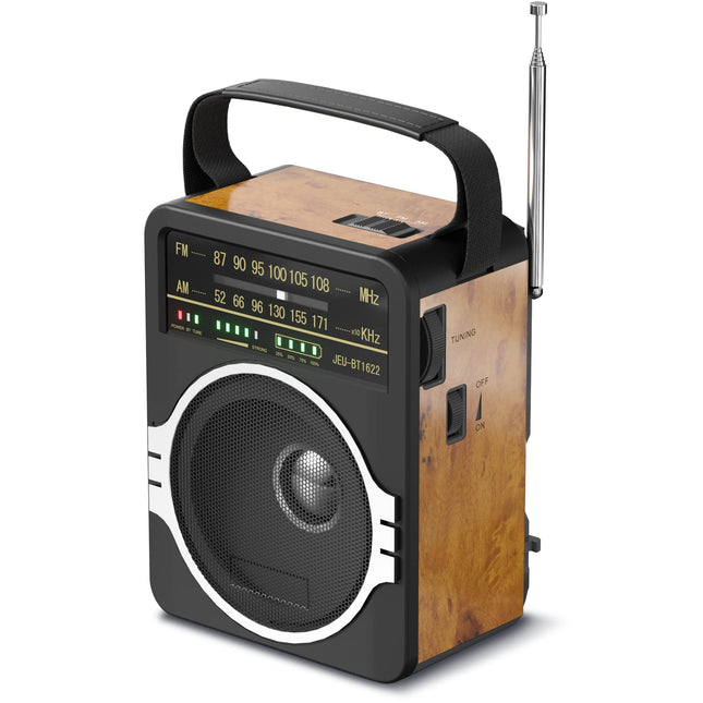 Portable AM FM Radio, Bluetooth 5.0 Radios 5 Watts Loud Speaker,Fm Radio Built-In Rechargeable Battery/Dc D*4 Cell Batte