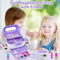 Hollyhi 58 Pcs Kids Makeup Kit for Girl, Princess Toys Real Washable Cosmetic Set with Mirror, Kids Makeup Sets for Girls, Play Make up Birthday