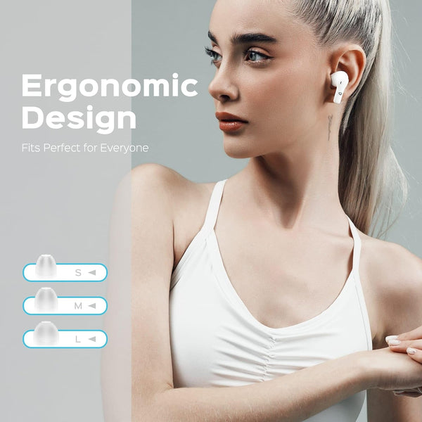 Beleth New Earset Pro1 In-Ear Bluetooth TWS Headphones, Medium Size, White - Includes Cable, Eartips, and Manual