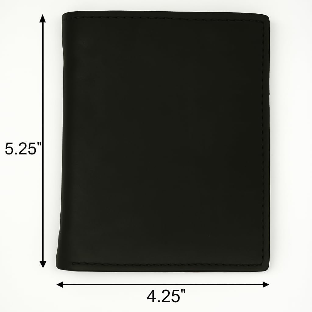 RFID Men'S Genuine Leather European Bifold Wallet Slim Hipster 2 Windows Bk