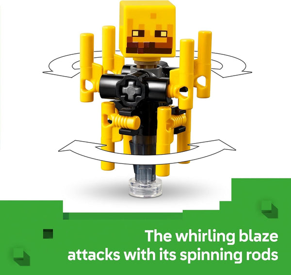 LEGO Minecraft the Nether Lava Battle Toy and Playset - Building Minecraft Toy for Kids, Ages 6+ - Alex, Wither Skeleton, Blaze and Strider