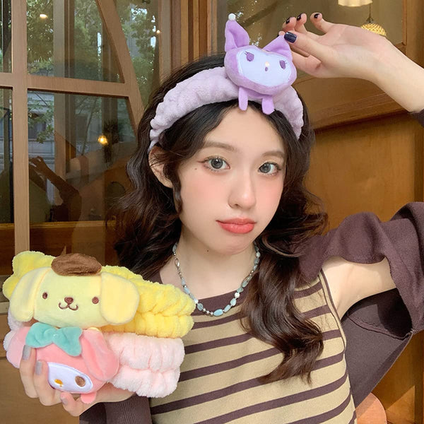 Kawaii Spa Headband for Washing Face, Cute Purple for Make Up, Washing, Party, Soft for Woman Girls