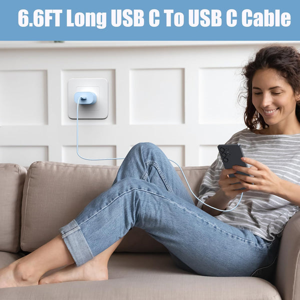 Super Fast Charger Type C,25W PD USB C Wall Charger Block & C to C Cable 6.6Ft for Samsung Galaxy S25/S24 Ultra/S24/S24+/S23
