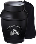 Medium Urn for Ashes Adult Male with Motorcycle, 5.7 Inch Black Decorative Medium Size Urns for Human Ashes Adult Male/Dad/Men/Son