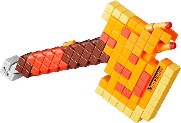 Nerf Minecraft Firebrand, Dart Blasting Axe, 6 Nerf Elite Foam Darts, Design Inspired by Minecraft Axe in the Game, Pull down Priming, Minecraft Toys