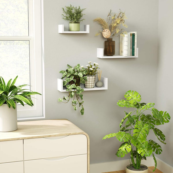 SRIWATANA Floating Shelves Wall Mounted, Solid Wood Wall Shelves, White 1.white