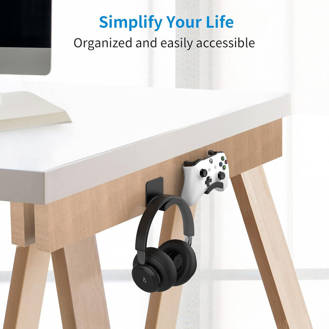 SOKUSIN Headphone Stand Headset Holder - Adhesive Gaming Earphones Hanger, Universal Desk Wall Mount Hook for All Headph