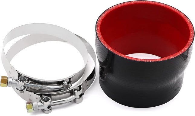 Straight Reducer Coupler Silicone Hose ID 4-Inch to 4-1/2Inch 4-Ply with Stainless Steel T-Bolt Clamp for Automotive Tur