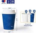 JOLLY CHEF 100 Pack Disposable Coffee Cups, 12oz To Go Paper Coffee Cups with Lids and Stirrers for Hot Beverage 12oz-100 Pack