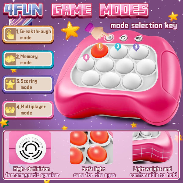 Quick Push Game?Pop Game Fidget Toys, Fast Push Bubble Game, Handheld Puzzle Game Sensory Toys ?Light up Push Pop Game for Kids 3-12 Girls and