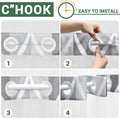 No Hook Grey Shower Curtain with Snap in Fabric Liner Set - Hotel Style with See through Mesh Top Window, Modern Geometric Waterdrop
