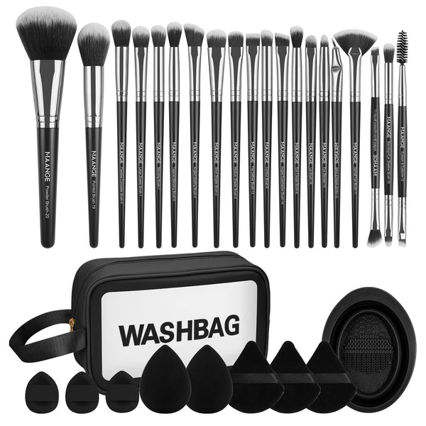 MAANGE Makeup Brush Set 30 Pcs Premium Synthetic Makeup Brushes Foundation Eye Shadow Powder Concealers Highlight Blending Brush Professional Make