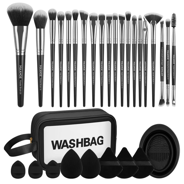 MAANGE Makeup Brush Set 30 Pcs Premium Synthetic Makeup Brushes Foundation Eye Shadow Powder Concealers Highlight Blendi