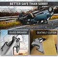 Nedfoss FA48 Pocket Knife for Men with Bottle Opener, Glass Breaker, Seatbelt Cutter and Wrench, 5-In-1 Multitool Folding/Survival Knife for