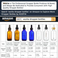 AOZITA 4 Pack, 2 Oz Dropper Bottles with 1 Funnel & 4 Labels - Essential Oils Bottles for Health, Personal Care & Beauty - 60Ml Thick Dark Amber