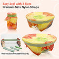 Beeswax Food Wraps Reusable 6-Pack - 3 Sizes + Elastic Storage Wraps for Containers | Reusable Beeswax Bowl Covers & Stretchable Food Wrap |