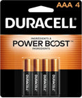 Duracell Coppertop AAA Batteries with Power Boost Ingredients, 4 Count Pack Triple a Battery with Long-Lasting Power, Alkaline AAA Battery for
