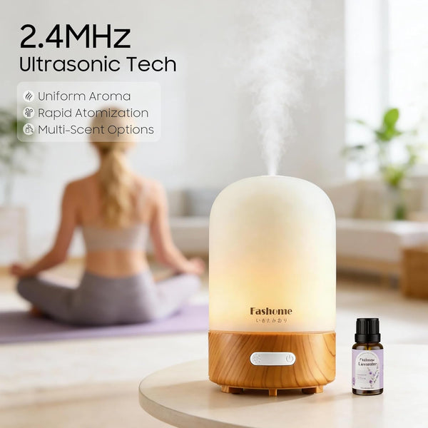 Essential Oil Diffuser Handmade Glass, Quiet 6-In-1 High-End Humidifier, Home Aromatherapy Fragrant Aroma Diffuser with Multiple LED Light Modes