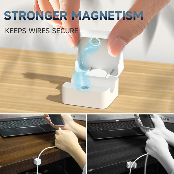 6 Pack Magnetic Cable Clips Cord Holder Charger Organizer Office Accessories under Desk Wire Management Phone Charging Cords Keeper Holders for