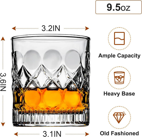 PARACITY Whiskey Glasses Set of 2,Christmas Gift, Old Fashioned Glasses, Rocks Glasses, Bourbon Glasses, Suitable for Use in Bars, Parties, and