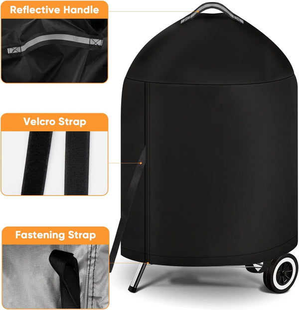 Icover Grill Cover for Weber 22 Inch Charcoal Kettle- Heavy Duty Waterproof BBQ Cover for Weber Char-Broil 22 Inch Charcoal Kettle Grills
