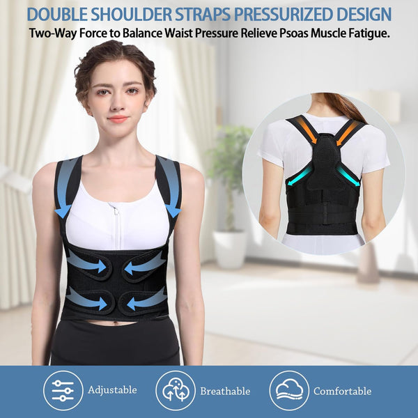 Back Brace Posture Corrector for Women and Men,Adjustable Full Back Brace and Shoulder Straightener,For Back Pain Relief,Hunchback