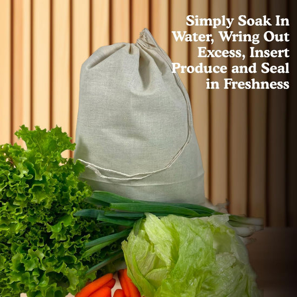 Regency Wraps Salad Saver, Reusable Drawstring Produce Bag for Storing Lettuce, Veggies and Fruit in the Refrigerator to Keep Fresh Longer, 100%