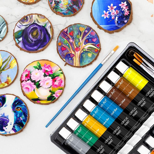 Aen Art Acrylic Paint Set for Pumpkin Painting, 16 Colors Painting Supplies for Canvas Wood Fabric Ceramic Crafts, Non Toxic&Rich Pigments for
