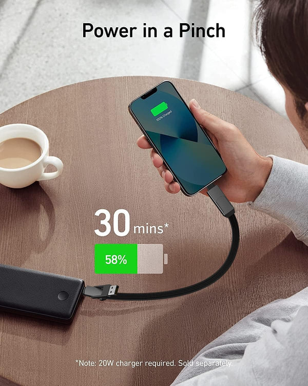 4 in 1 USB Charging Cable PD 60W Fast Charging & Data Sync USB C Cable Multi Charging Cable with Type C/USB a Ports for Power Bank, Galaxy, 10 Inches