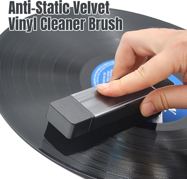 Sdroceryam Vinyl Record Cleaning Kit 3-In-1 Turntable Records Cleaner Anti-Static LP Velvet Record Cleaner Brush Stylus Brush for Record Player