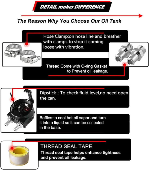 RULLINE Universal 350Ml Oil Catch Can Tank 0046 Aluminum Polish Baffled Reservoir Black Upgraded Braided Hose