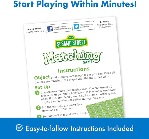Wonder Forge Sesame Street Memory Matching Game: Fun Toddler Learning Toys & Games for Kids Ages 3-5, Ideal for Family Play & Education