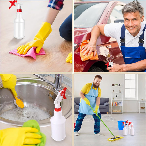 Eccliy 12 Pcs 16 Oz Plastic Spray Bottle, Adjustable Empty Reusable Sprayer for Cleaning, Planting, Water, Bathroom and Kitchen, BBQ, Commercial