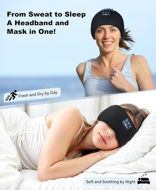 MUSICOZY Sleep Headphones Bluetooth 5.4 Headband, Sports Wireless Earphones Sweat Resistant Earbuds Sleeping Headphone w