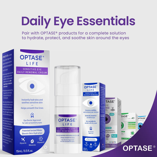 Optase LIFE Sensitive Eye Daily Renewal Cream, 15Ml - Fast-Acting, Preservative-Free Hydrating Eye Cream for Dry, Sensitive Skin - Lightweight,