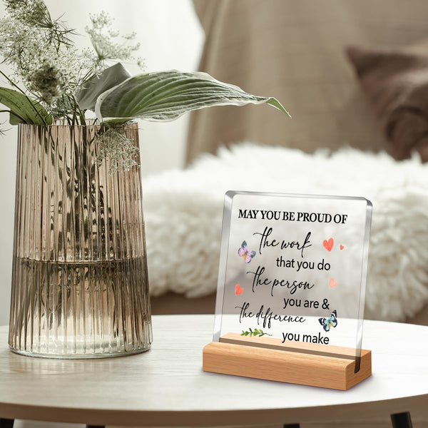 Little Reminders Desk Sign,Positive Sign Desk Decor for Office,You Are Awesome Sign Acrylic Plaque,Inspirational Gift for Women Friends Cheer up