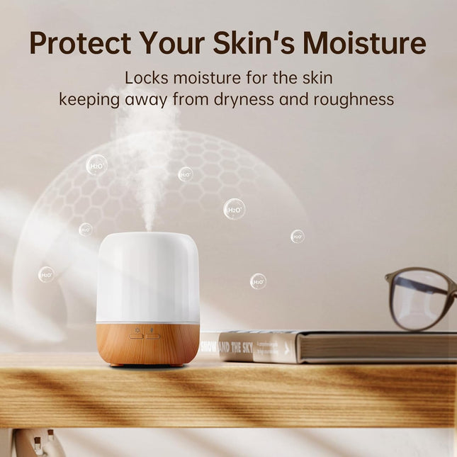 Yogin Essential Oil Diffuser for Bedroom, Quiet,Small Aromatherapy Diffuser,7 LED Color Options, and a Safety Auto-Off T