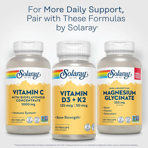 SOLARAY Vitamin C W/Rose HIPS, Acerola & Bioflavonoids, 1000Mg, Supports Immune Function & Healthier Skin, Hair, Nails, Non-Gmo, Vegan, 250 CT
