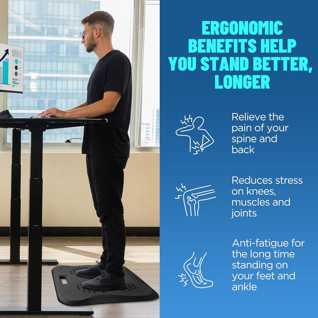 Standing Desk Mat, YESMET anti Fatigue Mat with Massage Points, Not-Flat Comfort Standing Mat for Standing Desk, Portabl