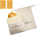 Bread Bags for Homemade Bread 2 Pack, XL Reusable Linen Food Storage Bags with Beeswax Wraps, Freezer Safe, Baking Supplies for Sourdough with