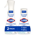 Clorox Disinfecting Mist, Eucalyptus Peppermint, Household Essentials, 1 Spray and 1 Refill, 16 Oz Each