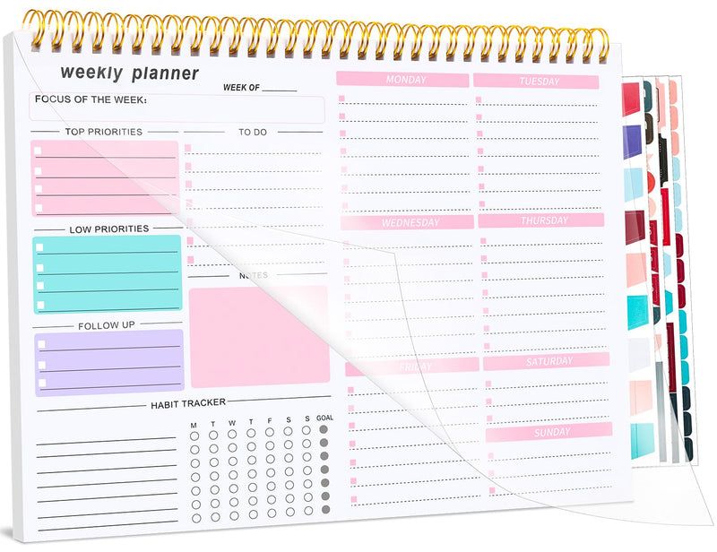 Weekly to Do List Notepad, 8.5''X11'' Weekly Desk Planner with 52 Tear off Sheets Undated Weekly Planner Habit Tracker & Productivity Organizer