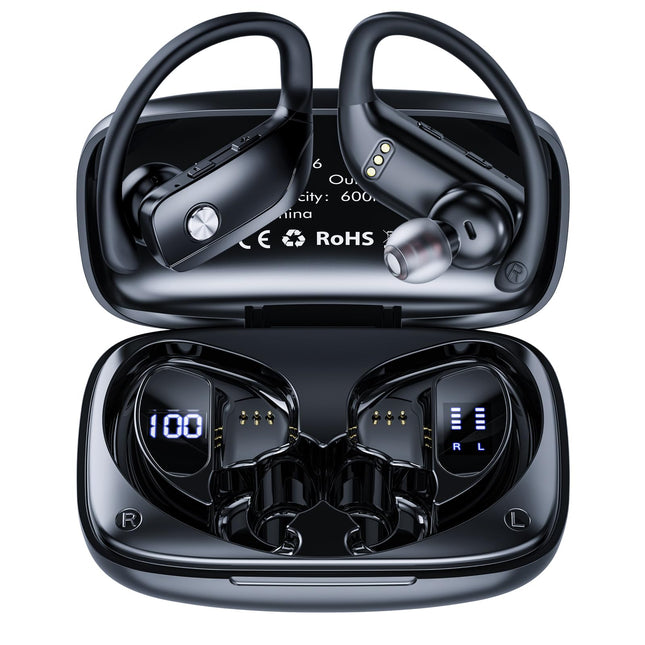 Wireless Earbuds Bluetooth Headphones 48Hrs Play Back Sports Earphones with LED Display Built in Mic Deep Bass Stereo in