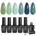 Beetles Spring Gel Nail Polish Set - 6 Colors Green Blue Glitter Gel Nail Polish Gel Soak off Uv Gel Polish Nail Art Manicure Gifts for Women