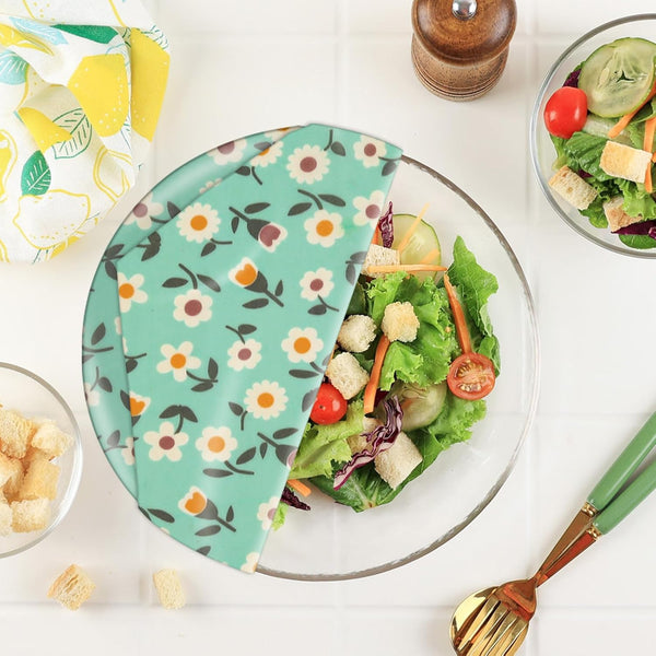 Beeswax Wraps for Food, Large 39.4'' X 13'', Reusable Beeswax Paper Roll for Bread, Sandwich Wrapper, Bowl Covers, White Flower