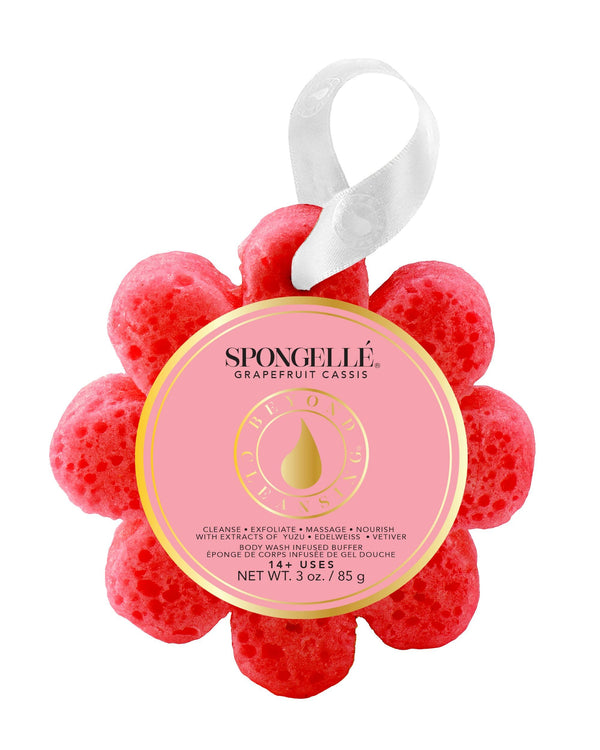 Spongelle Grapefruit Cassis Wild Flower Loofah Body Scrubber | Bath & Shower Loofah for Women | Body Scrubber Exfoliator with Body Wash Infused