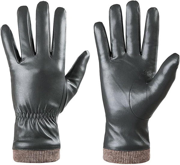 REDESS Winter Leather Gloves for Women, Wool Fleece Lined Warm Gloves, Touchscreen Texting Thick Thermal Snow Driving Gloves