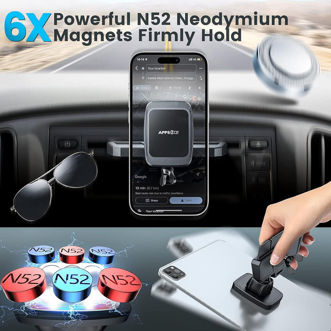 Apps2Car Magnetic CD Phone Holder for Car, anti Shake Magnet CD Slot Phone Mount, Car Truck Accessories, Compatible with