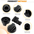 Blutoget 4 Pack Black Universal Control Knobs with 12 Adapters - Compatible for Oven Stove Range - Universal Stove Knobs - Wide Range of Availability