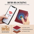 GOIACII RFID Women's Wallet Small Ladies Credit Card Holder Leather with Zipper Pocket 4 ID Windows Wine Wax Red A01 Wax Wine Red